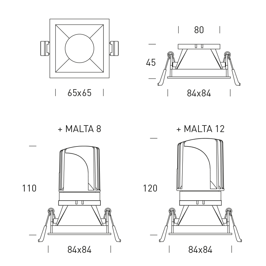 MALTA SQUARE NO AJUSTABLE IP20 - PARA GU10