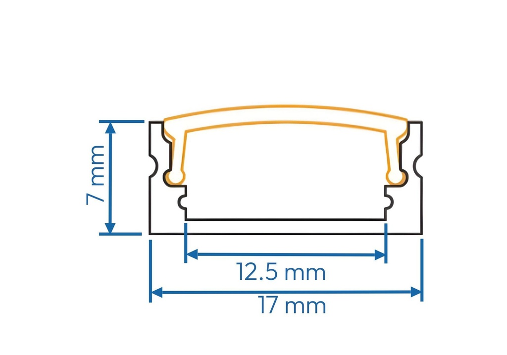 PERFIL DE ALUMINIO PARA CINTA LED BAJO SIN ALETA