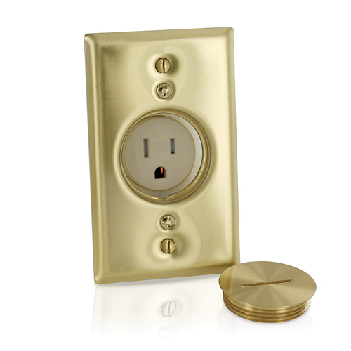 [T5250-B] TOMA DE PISO DORADA 15 A RECEPTÁCULO INDIVIDUAL, A PRUEBA DE MANIPULACIONES
