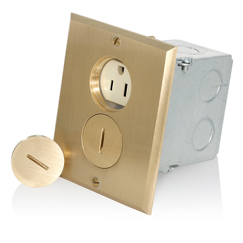 [25249-FBA] TOMA DE PISO DORADA 15 A, 125 V, NEMA 5-15R, 2P, 3W,